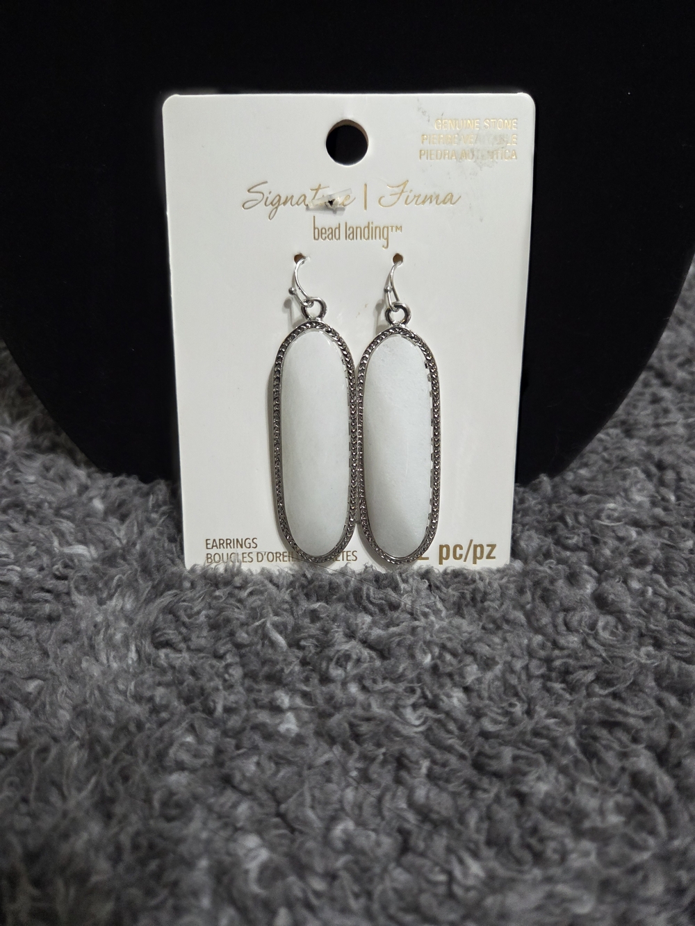 Bead Landing Signature White Oval Drop Earrings